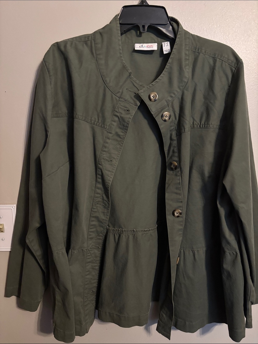Denim&Co Olive Utility Button-Front Jacket